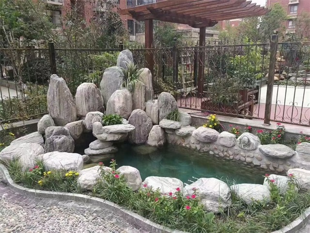 德州庭院假山鱼池制作视频